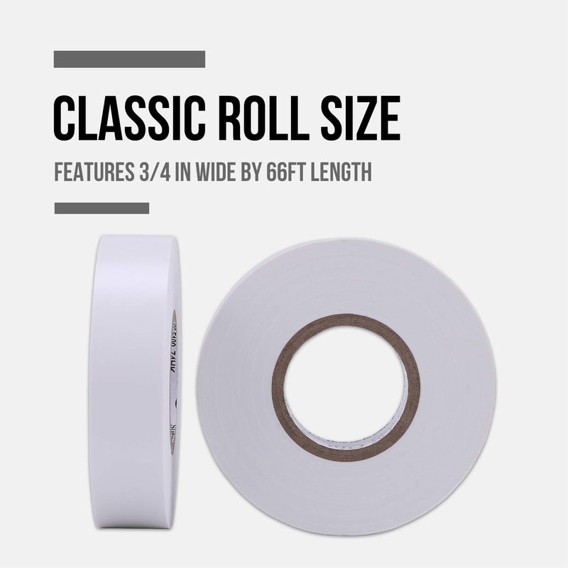 Lichamp شريط كهربائي أبيض ليتشامب 10 عبوات مقاوم للماء، 3/4 بوصة × 66 قدم، شريط كهربائي عالي الجودة مدرج في UL/CSA، شريط فائق الفينيل لتحمل درجات الحرارة العالية - Image 3